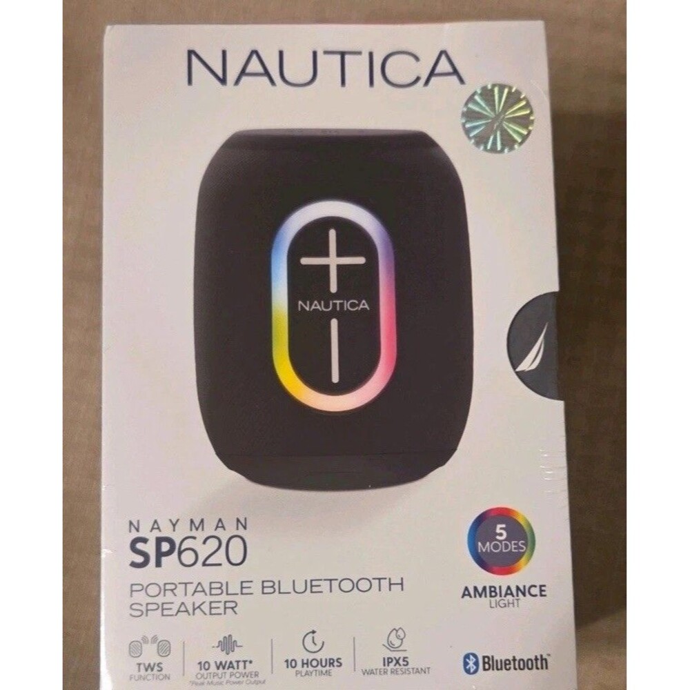Nautica Nayman SP620 Portable Bluetooth Speaker Black IPX5 Water-Resistant 10W